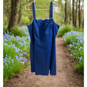 NWT retro blue white Madison Leigh Dress Size 20W sleeveles Built In Bra A-line